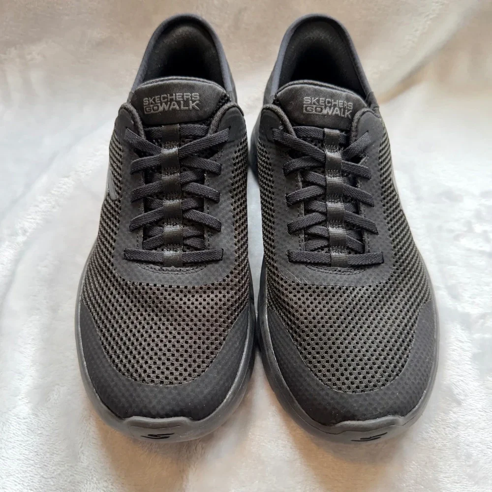 Skechers Slip-ins GoWalk 6 Black Mesh Walking Shoes 124836 BBK Womens 9